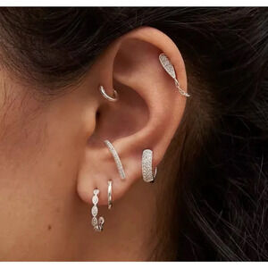 White Gold Filled‎ Marquis Illusion Hoop Earrings